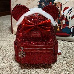 Loungefly Disney Holiday Red Sequin Backpack